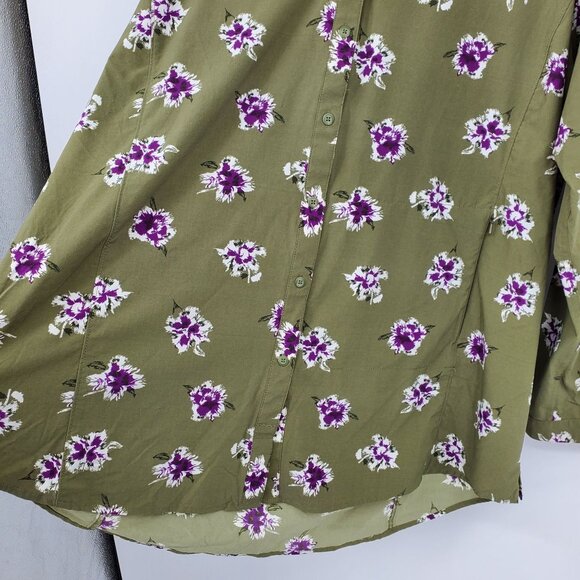 Duluth Trading Co Duluthflex Sidewinder Green Floral Button Tunic Shirt XXL - Picture 6 of 12